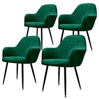 4er Esszimmerstühle Wohnzimmerstühle Stuhl aus Samt Küchenstuhl Set Dunkelgrün