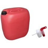 kanister-vertrieb® 30 L Kanister Wasserkanister Kunststoffkanister rot DIN61 + Hahn