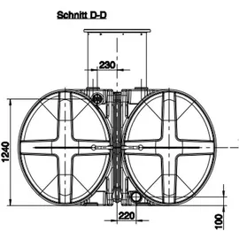 ROTH Flachtank - Zisterne Twinbloc Garten-Set 5000 Liter (2 x L) mit höhenverstabllbarem Domschacht und