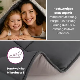 Wometo Steppbett 155x220 Oeko-TEX Wende-Design grau – hellgrau