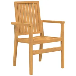 vidaXL Gartenstühle 2 Stk., Gartensessel Stapelbar, Gartenstuhl mit Armlehnen Rückenlehne, Stapelstuhl Holzstuhl Stuhl, Massivholz Teak