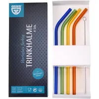 Gräwe Trinkhalm-Set 5-TLG, Hartglas, bunt