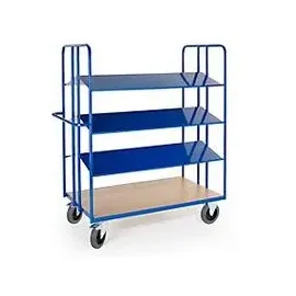 ROLLCART Kommissionierwagen mit 4 doppelseitigen Blechladeflächen 2x1350x400mm
