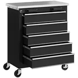 Werkstattwagen mit 5 Schubladen Werkzeugwagen leer abschließbar Stahl Schwarz