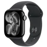 Apple Watch Series 11 GPS 42mm Aluminium Gehäuse Diamantschwarz mit Sport Band Schwarz - S/M