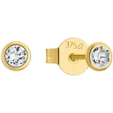 Amor Paar Ohrstecker AMOR "2013550", gold (goldfarben, weiß, kristallweiß), Ohrringe, Damen, Gelbgold 375, mit Zirkonia (synth.)