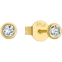 Amor Paar Ohrstecker AMOR "2013550", gold (goldfarben, weiß, kristallweiß), Ohrringe, Damen, Gelbgold 375, mit Zirkonia (synth.)