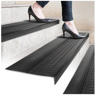 ANRO Stufenmatte Stufenschutz aus Gummi Treppenschutz Treppenmatte, Eckig, mit Coins/ Noppen Größe 30x150cm - rutschischer & anpassbar schwarz 30 cm x 150 cm