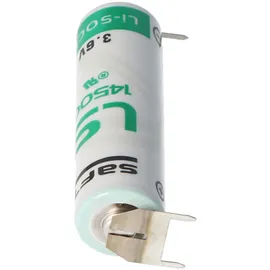 Saft LS14500 AA Ltihium Batterie 3,6 Volt mit Printanschluss, LS14500 LiSOCl2 2600mAh 1er Print - / 2er Print +