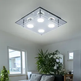 GLOBO Deckenleuchte 4 flammig eckig Chrom Glas