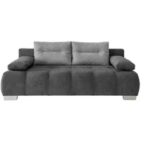 luma-home Schlafsofa 17211, mit Bettkasten 205 cm breit, attraktive Steppung, Federkern, Bettfunktion, Bezug Mikrofaser Grau grau