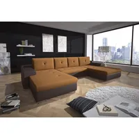 Fun Möbel Couchgarnitur FLORENZ U-Form mit Schlaffunktion Grau /