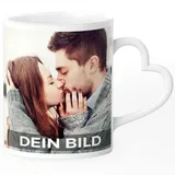 SpecialMe® Fototasse mit Herzhenkel personalisiert mit eigenem Bild und Text Fotogeschenk Liebe Valentinstag weiß - Herz standard