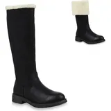 Stiefelparadies Mytrendshoe Damen Winterstiefel Warm Gefütterte Stiefel Winter Boots Kunstpelz 820371, Farbe: Schwarz, Größe: 40 - Schwarz