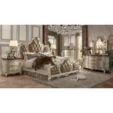 JVmoebel Schlafzimmer-Set Elegantes Holz-Doppelbett in Weiß-Beige mit Nachttischen, (3-tlg., 3-teilig), Made in Europa beige|weiß