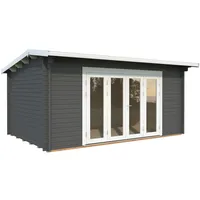 Palmako Gartenhaus Ines 13,7 m2 - 44 mm dunkelgrau/weiß