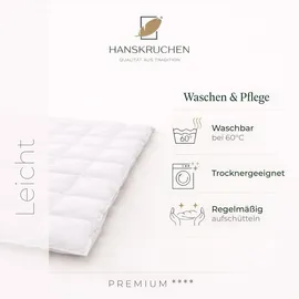 HANSKRUCHEN GmbH Hanskruchen® Bettdecke Daunen 100% 155x200 cm Leicht waschbar Allergiker Daunendecke atmungsaktiv Bettdecke weiß - Weiß