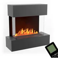 GLOW FIRE Wasserdampf Kamin HÖLDERLIN (Wandkamin) - Elektrokamin für die Wand mit realistischen LED 3D-Flammen, Knistereffekt & Fernbedienung, 80x78x30 cm, Opti-Myst 500, Grau