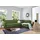PLACES OF STYLE Ecksofa »Pinto, 290 cm, Cord, Chenille, Lederoptik, Ottomane links / rechts«, mit Keder, schwarze Metallfüße, Wellenunterfederung grün