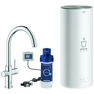 Grohe Red Duo Armatur und Boiler Größe L, C- Auslauf, 30079001, Farbe: Chrom