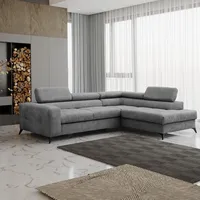 Fun Möbel Ecksofa Schlafsofa AMADEO Stoff Anafi Anthrazit Ottomane