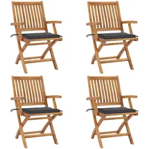 vidaXL Klappbare Gartenstühle mit Kissen 40 x 56 x 88 cm braun 4 St.