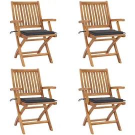 vidaXL Klappbare Gartenstühle mit Kissen 40 x 56 x 88 cm braun 4 St.