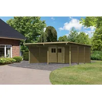 Karibu Doppelcarport Eco 5,63 x 6,76 m naturbelassen inkl. Abstellraum