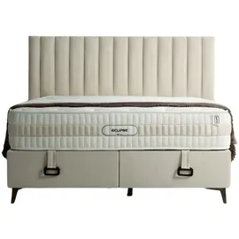 Villa Möbel Eclipse Polsterbett 150x200 - Farbe: Creme - Set: Bettkasten-Kopfteil - Matratze - Creme