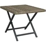 Makastle Polyrattan Klapptisch 45x35x32 cm Platzsparend Klappbar Tragbar Wetterfest Außen Gartentisch Terrasse Balkontisch Camping Tisch Beistelltisch, Grau 45x35x32 cm