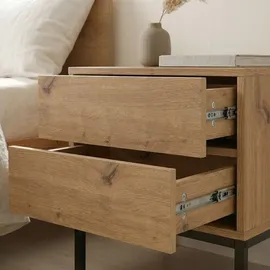 CaliCosy Nachttisch mit 2 Schubladen Holzdekor 45/40/50 cm
