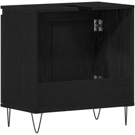 vidaXL Waschbeckenunterschrank Schwarz Eiche 58x33x60 cm