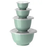 Rosti Rührschüssel Set, 4tlg. mit Deckel, Margrethe türkis Nordic Green, 0,25+0,5+1,5+3,0L