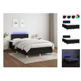 vidaXL Boxspringbett mit Matratze & LED Schwarz 120x200 cm Stoff