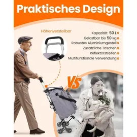 HOMECALL Einkaufswagen klappbar Geometrie-Print 55 L