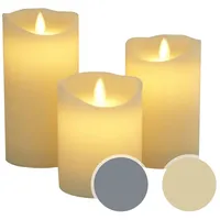 Candela Lights »Melted Look« LED Echtwachs-Kerzen 3er-Set Grau / mit Fernbedienung