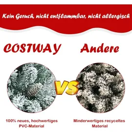 Costway Künstlicher Bleistift Weihnachtsbaum mit Kiefernzapfen, schneebedeckter Tannenbaum mit Metallständer, Christbaum 1108 Spitzen PVC Nadeln,