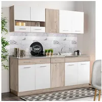 Homestyle4u Küchenzeile 200 cm Eiche matt