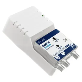 Edision LIA-200 Hausanschlussverstärker UHF/VHF, 12-24db, 104dBmV, Frequenzbereich 47-694Mhz, geeignet für Kabelfernsehen digital und Terrestrisch DVB-T/T2, 5G LTE Filter, 1 Eingang, 2 Ausgänge