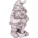 deluke Gartenfigur THEO Zwerg Kunststoff Weiß 39x19x22cm Gartendeko Outdoor Figur