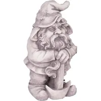 deluke Gartenfigur THEO Zwerg Kunststoff Weiß 39x19x22cm Gartendeko Outdoor Figur