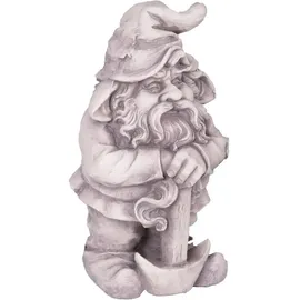 deluke Gartenfigur THEO Zwerg Kunststoff Weiß 39x19x22cm Gartendeko Outdoor Figur