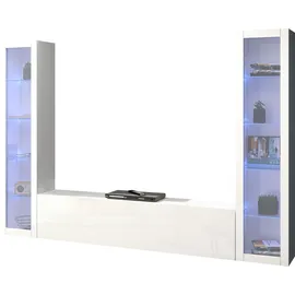 Home Affaire Wohnwand "Maruska", weiß (weiß hochglanz, weiß hochglanz), B:260cm H:180cm T:30cm, Holzwerkstoff, Kastenmöbel-Sets, Wohnwand