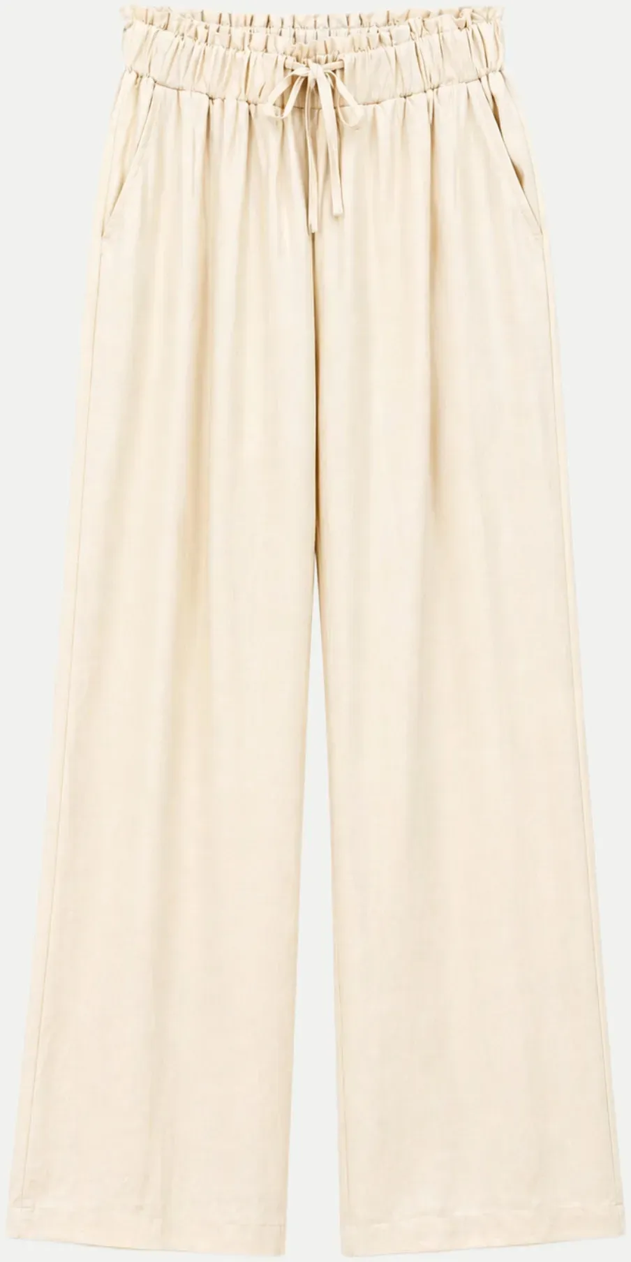 Wide-Leg Hose mit Gummibund Beige S