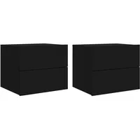VidaXL Wand-Nachttische mit LED-Leuchten 2 Stk. Schwarz