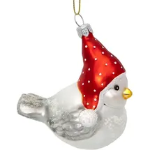 SIKORA Vogel mit Wollmütze besondere Weihnachtskugel Glas Christbaumschmuck Deko Figur Weihnachten Anhänger Ornament - Meisterstücke - BS750