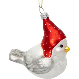 SIKORA Vogel mit Wollmütze besondere Weihnachtskugel Glas Christbaumschmuck Deko Figur Weihnachten Anhänger Ornament - Meisterstücke - BS750