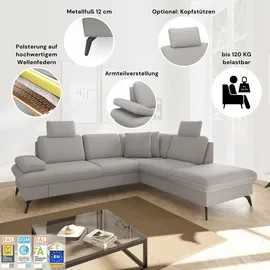 sit&more Ecksofa SIT & MORE "Morris Jubi L-Form, B: 247 cm", grün (hellgrün), B:247cm H:83cm T:171cm, 100% Polyester, Sofas, Ecksofa, mit Armteilfunktion & 1 Zierkissen, optional Bettfunktion