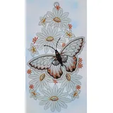 Stickereien Plauen Fensterbild "Schmetterling" Gr. 1, bunt (orange, gelb, weiß), B:18cm H:35cm, Polyester, Fensterbilder
