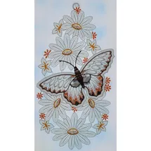 Stickereien Plauen Fensterbild "Schmetterling" Gr. 1, bunt (orange, gelb, weiß), B:18cm H:35cm, Polyester, Fensterbilder